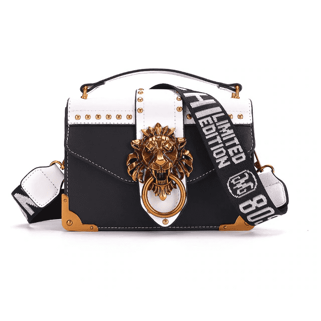 Versatile Metal Lion Head Small Shoulder Bag for Women Shoulder Bags SHYOJO Finest Store Black (30cm<Max Length<50cm)