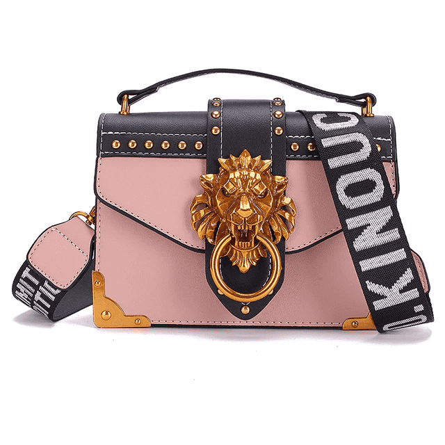 Versatile Metal Lion Head Small Shoulder Bag for Women Shoulder Bags SHYOJO Finest Store Pink (30cm<Max Length<50cm)