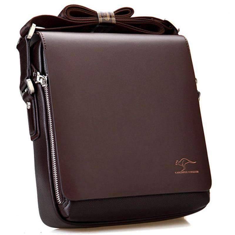 Vintage Box Shaped Shoulder Leather Crossbody Bag for Men Crossbody Bags Baellerry Speciality Store Brown 17x19x7cm
