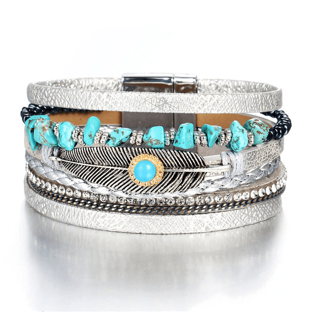 Vintage Crystal Stone Jewelry with Feather Design Wrap Bracelets IF ME Official Store BJDY721
