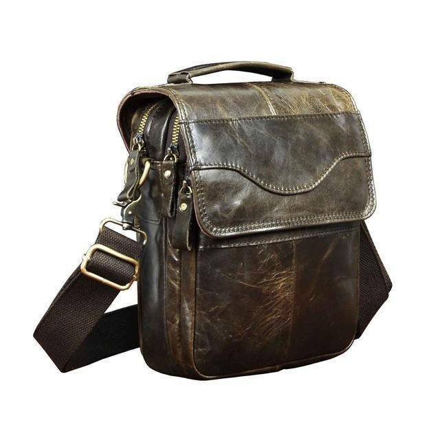 Vintage Genuine Leather Shoulder Crossbody Bag for Men Crossbody Bags GuangZhou CoolCow Leather Industry CO.,LTD grey