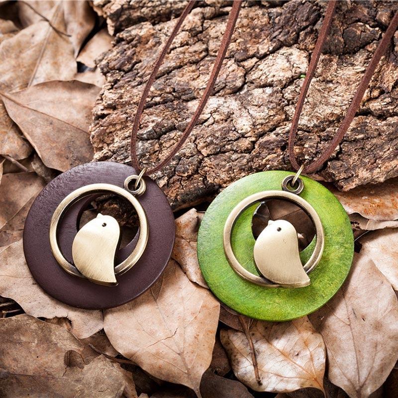 Vintage Wooden Bird Long Necklace Pendant Necklaces Coostuff Official Store