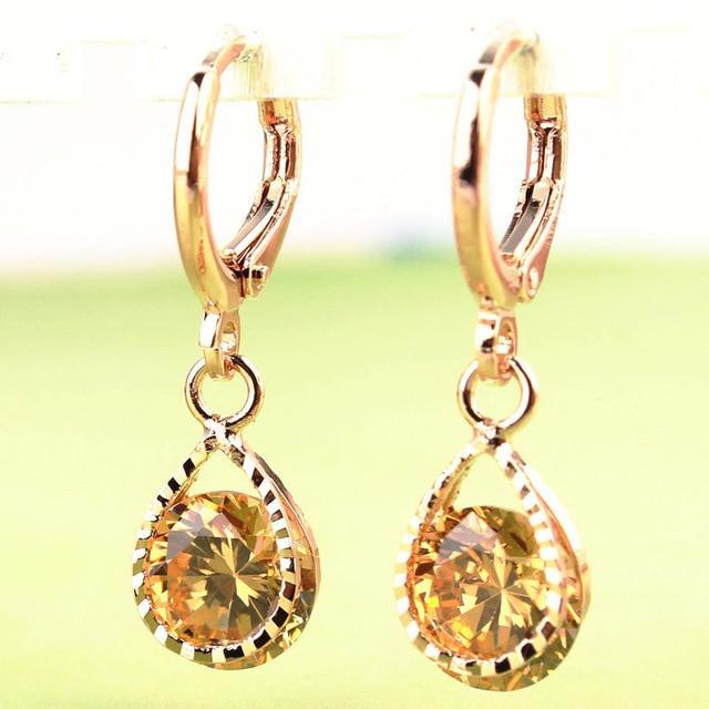 Water Drop CZ Crystal Earrings Drop Earrings GUVIVI Official Store Champagne
