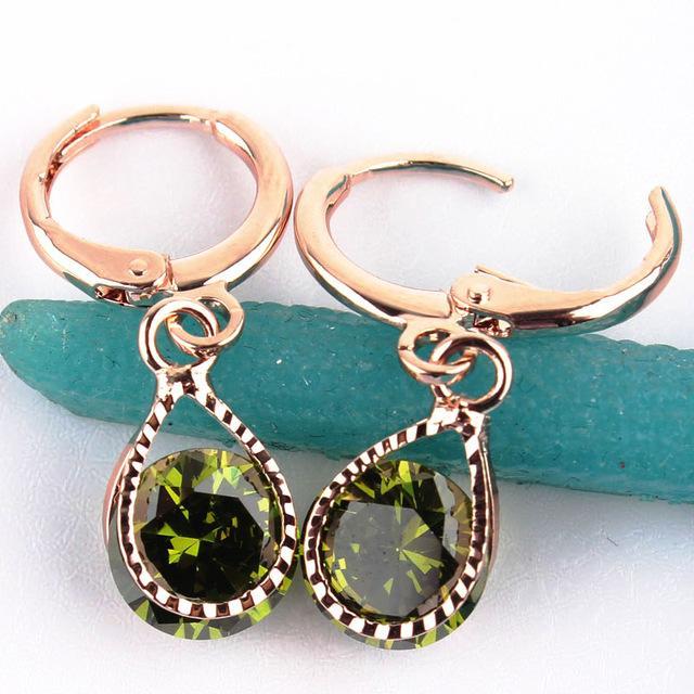 Water Drop CZ Crystal Earrings Drop Earrings GUVIVI Official Store Green