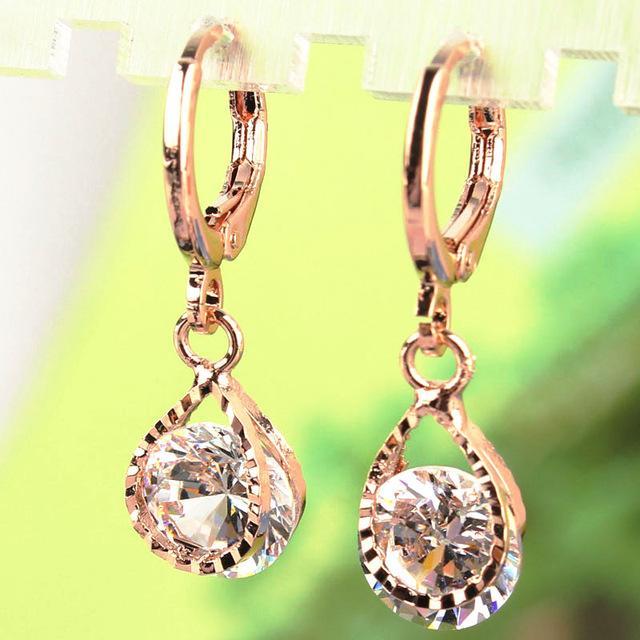 Water Drop CZ Crystal Earrings Drop Earrings GUVIVI Official Store White