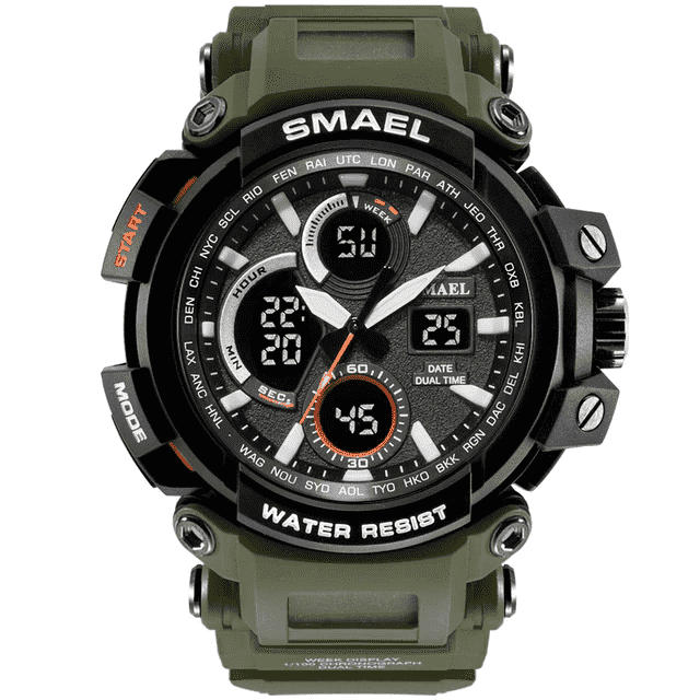 Water Resistant LED Display Digital Sports Watch For Men Sports Watches SMAEL Official Store Army Green