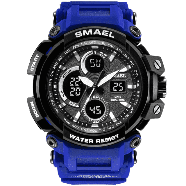 Water Resistant LED Display Digital Sports Watch For Men Sports Watches SMAEL Official Store Blue
