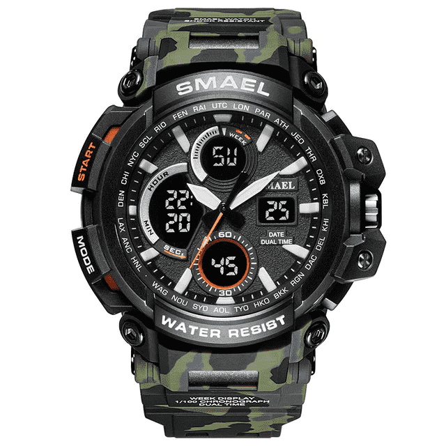 Water Resistant LED Display Digital Sports Watch For Men Sports Watches SMAEL Official Store Camo Army Green