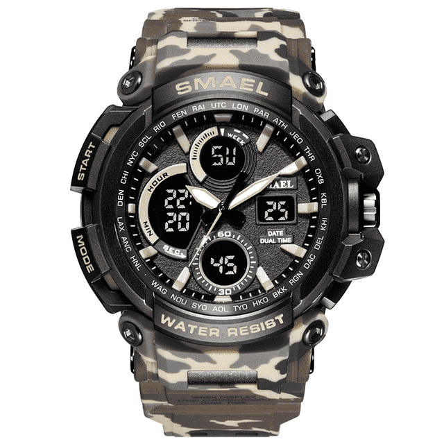 Water Resistant LED Display Digital Sports Watch For Men Sports Watches SMAEL Official Store Camo Kahqi