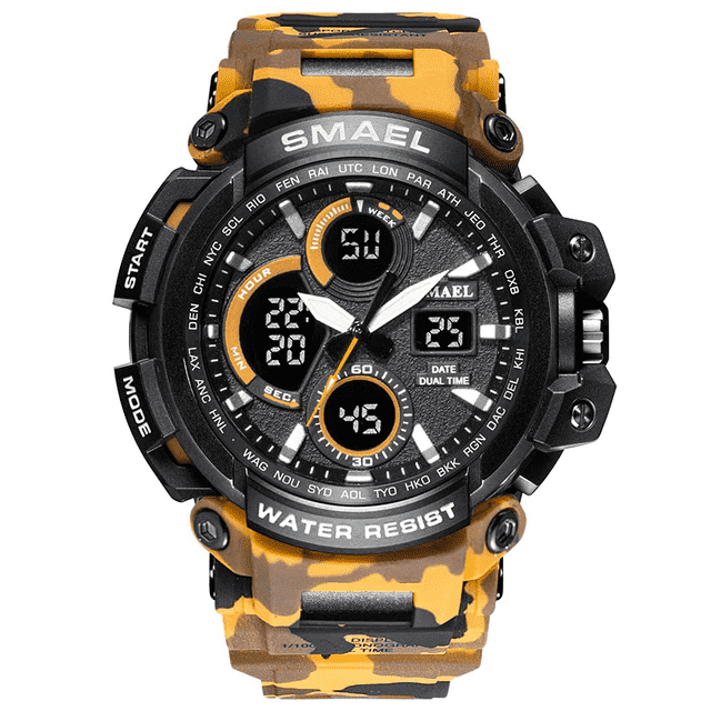 Water Resistant LED Display Digital Sports Watch For Men Sports Watches SMAEL Official Store Camo Orange