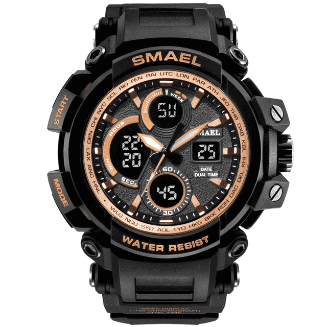 Water Resistant LED Display Digital Sports Watch For Men Sports Watches SMAEL Official Store Gold