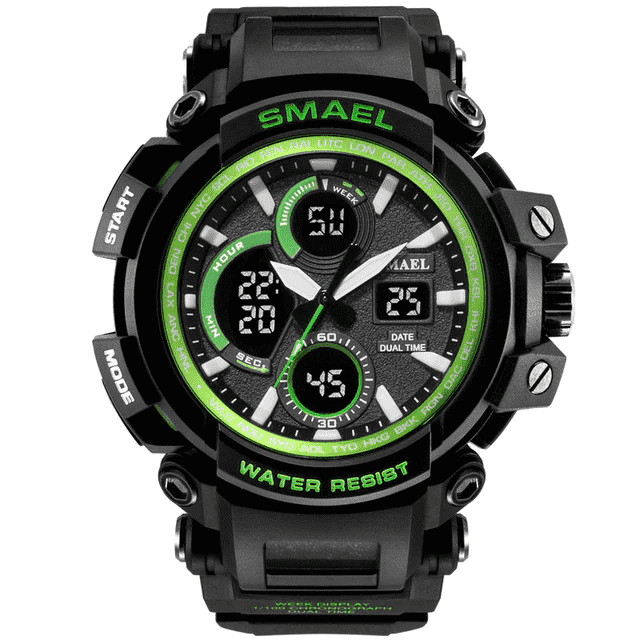 Water Resistant LED Display Digital Sports Watch For Men Sports Watches SMAEL Official Store Green