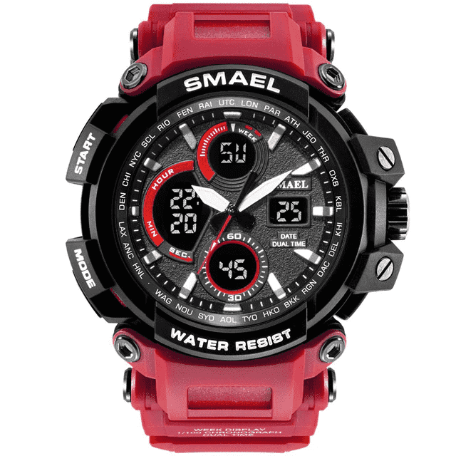 Water Resistant LED Display Digital Sports Watch For Men Sports Watches SMAEL Official Store Red