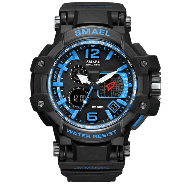 Water Resistant S Shock Casual LED Men's Sports Watch Sports Watches SMAEL Official Store Blue