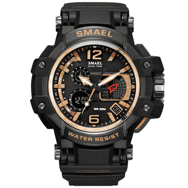 Water Resistant S Shock Casual LED Men's Sports Watch Sports Watches SMAEL Official Store Gold