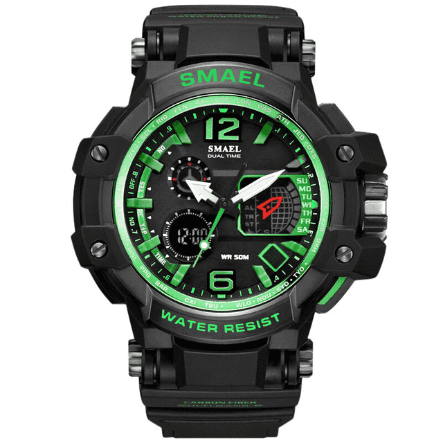 Water Resistant S Shock Casual LED Men's Sports Watch Sports Watches SMAEL Official Store Green
