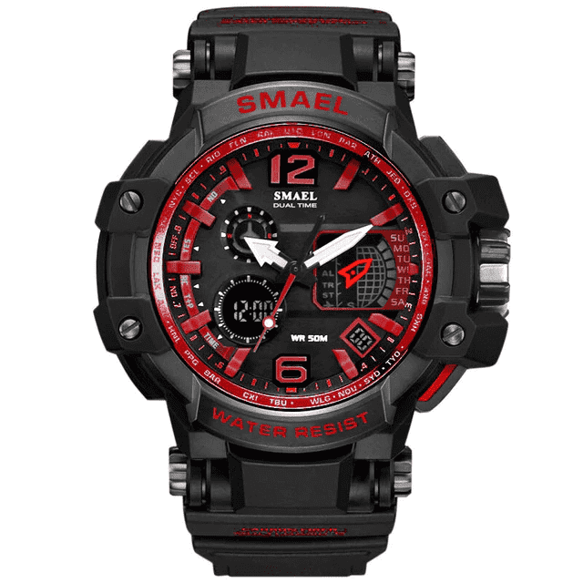 Water Resistant S Shock Casual LED Men's Sports Watch Sports Watches SMAEL Official Store Red