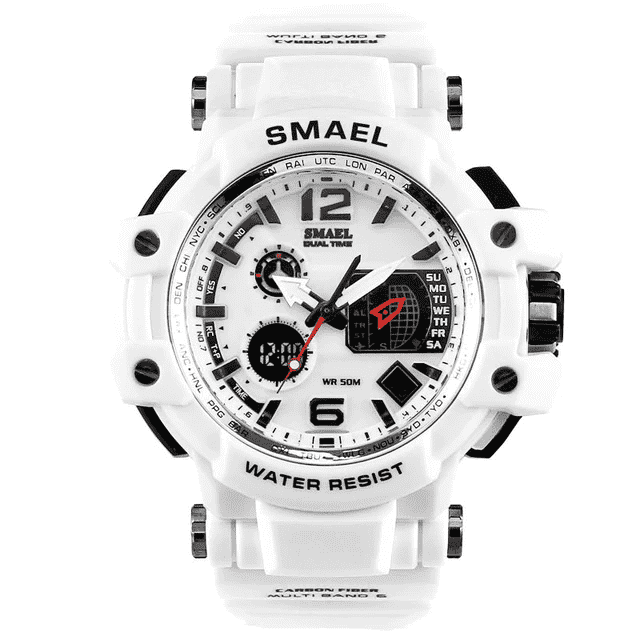Water Resistant S Shock Casual LED Men's Sports Watch Sports Watches SMAEL Official Store White