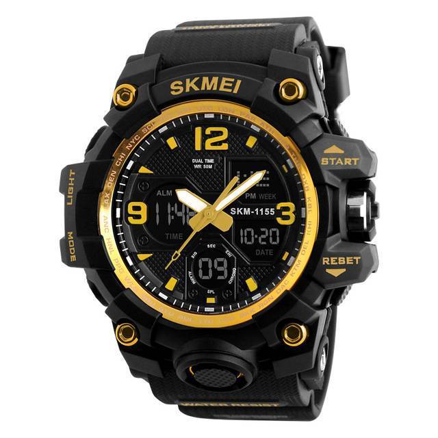 Waterproof Calendar Chronograph Dual Display Wristwatches Sports Watches Skmei OfficialFlagship Store Gold