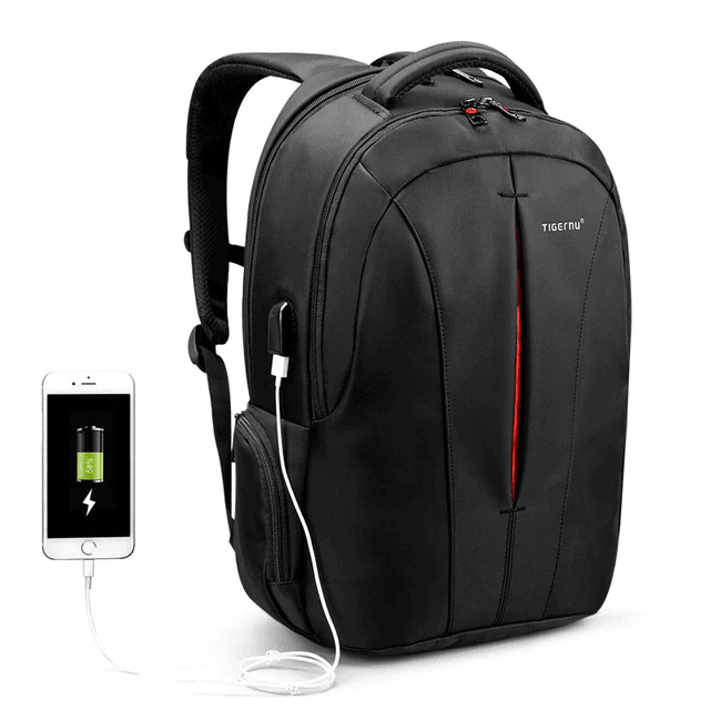 Waterproof Laptop Travel Backpack for Teenage Backpacks tigernu Store Black and Orange USB