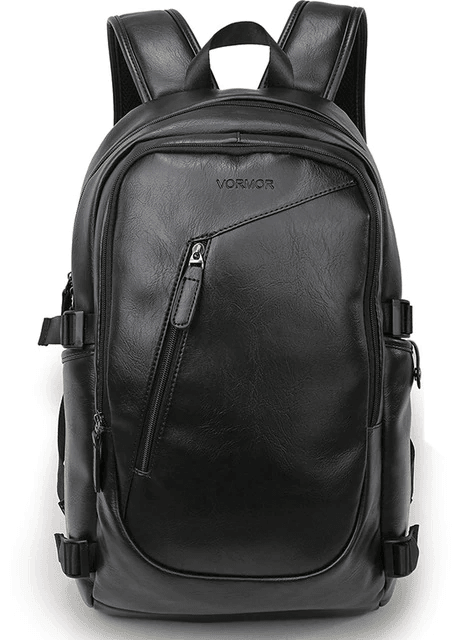Waterproof Leather Laptop Backpack for Men Backpacks VORMOR Official Store Black 15 Inches