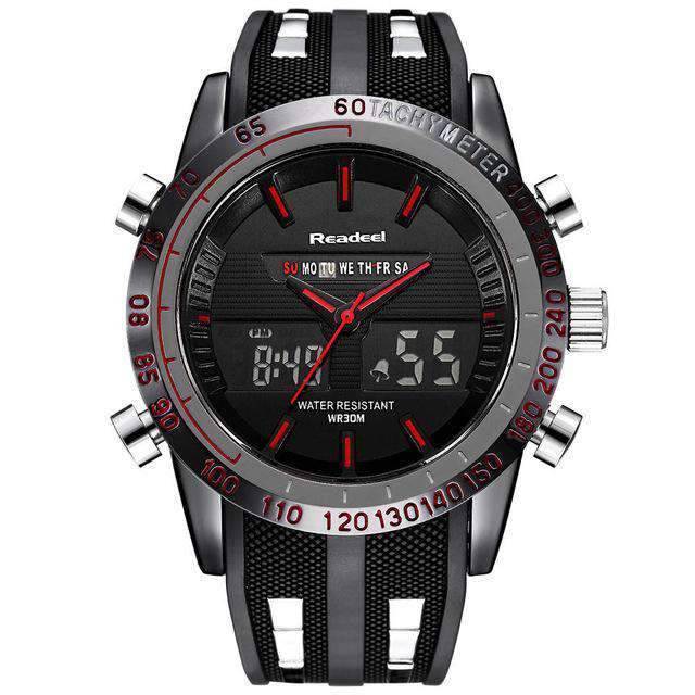 Waterproof LED Digital Military Quartz Watch For Men Quartz Watches Readeel factory Store Red