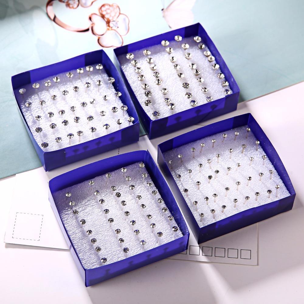 White Crystal Earrings Kit Pack Stud Earrings Elegant Lady's Jewelry Store