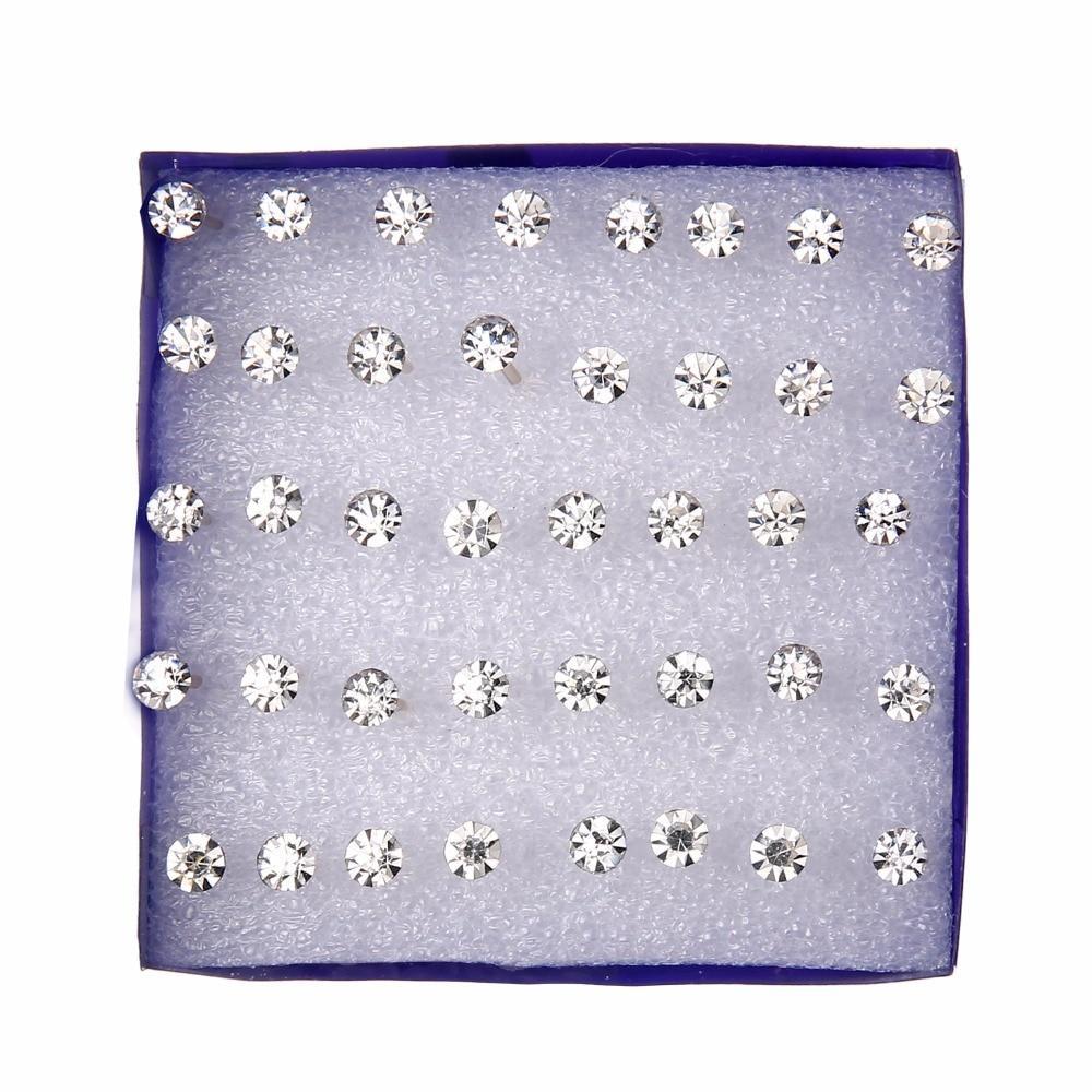 White Crystal Earrings Kit Pack Stud Earrings Elegant Lady's Jewelry Store