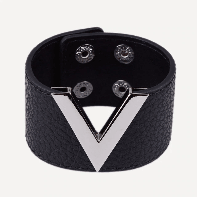 Wide Leather Bracelet for Women with V Word Design Cuff Bracelets D&D Official Store 10