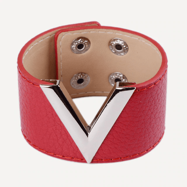 Wide Leather Bracelet for Women with V Word Design Cuff Bracelets D&D Official Store 11