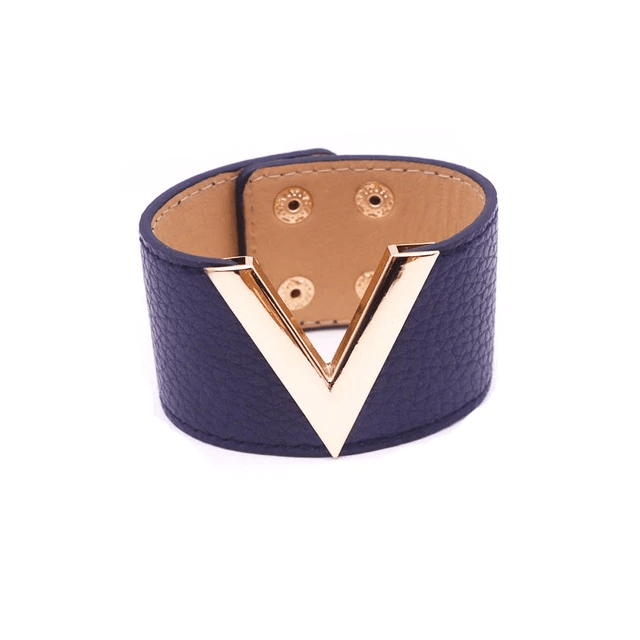 Wide Leather Bracelet for Women with V Word Design Cuff Bracelets D&D Official Store 8