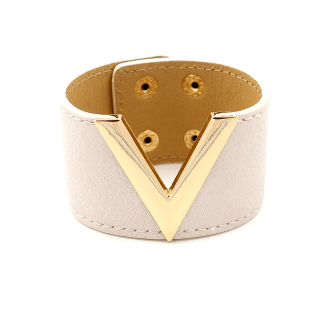 Wide Leather Bracelet for Women with V Word Design Cuff Bracelets D&D Official Store 9