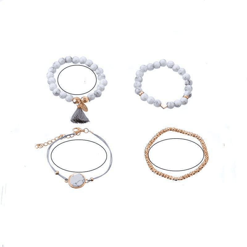 Women’s 4 in One Charm Bead Strand Bracelet With Variable Design Strand Bracelets HC Official Store