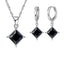 Women’s 925 Sterling Silver Pendant Bridal Jewelry Set With Crystal Bridal Jewelry Sets PATICO Official Store Black