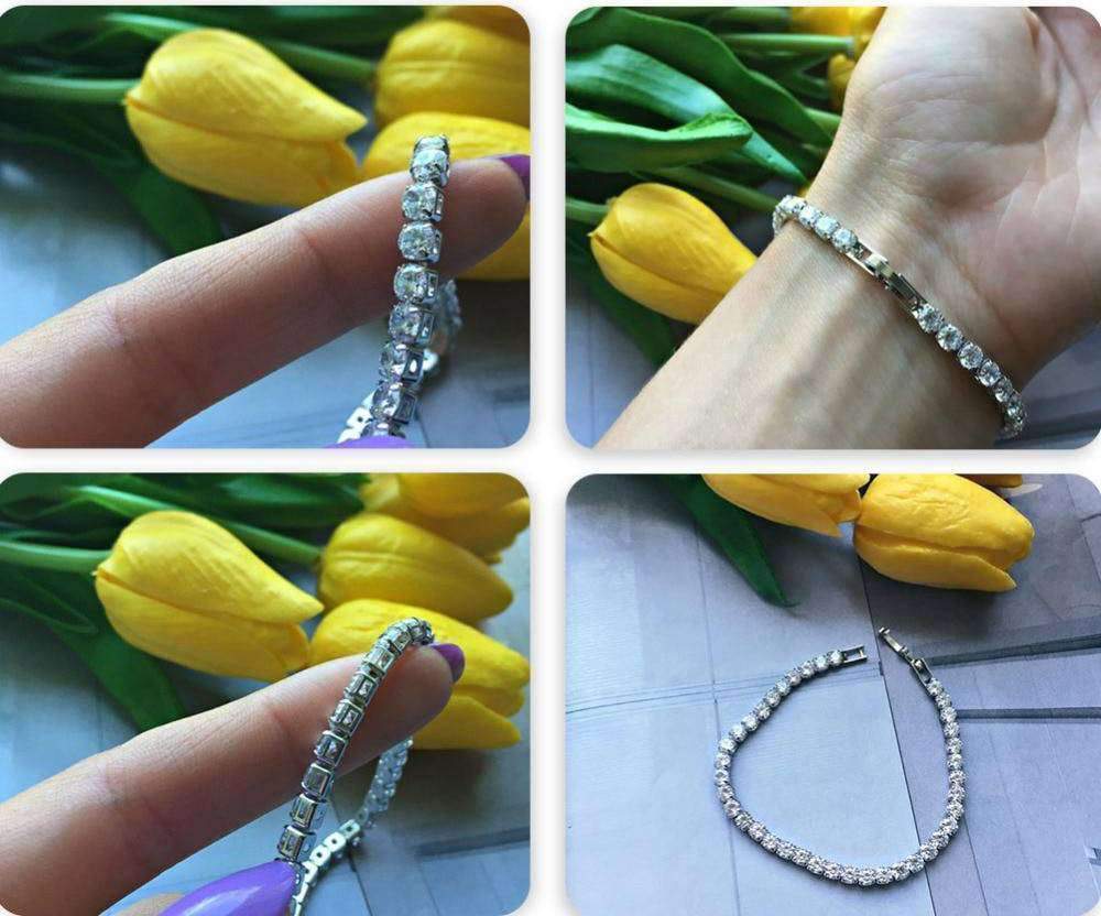 Womens Colorful Zirconia Cube Sleek Tennis Strand Bracelet Strand Bracelets UMODE Official Store