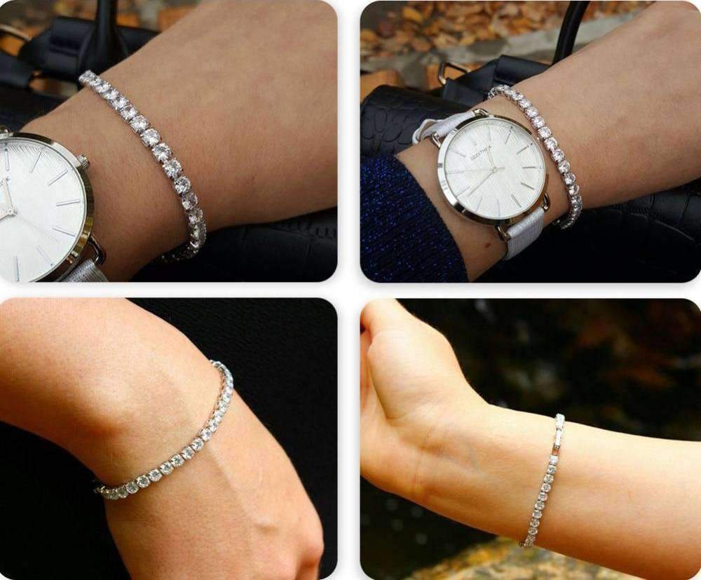 Womens Colorful Zirconia Cube Sleek Tennis Strand Bracelet Strand Bracelets UMODE Official Store