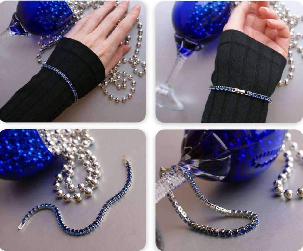Womens Colorful Zirconia Cube Sleek Tennis Strand Bracelet Strand Bracelets UMODE Official Store