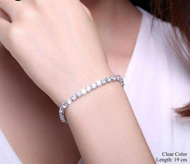 Womens Colorful Zirconia Cube Sleek Tennis Strand Bracelet Strand Bracelets UMODE Official Store Clear Color 19 cm