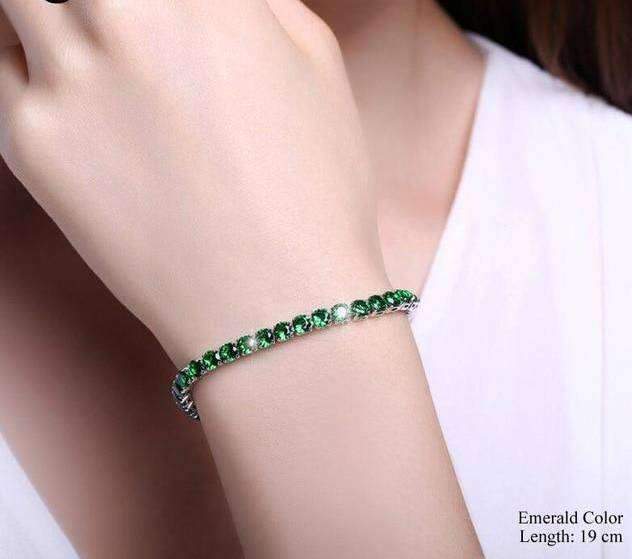 Womens Colorful Zirconia Cube Sleek Tennis Strand Bracelet Strand Bracelets UMODE Official Store Emerald Color 19 cm