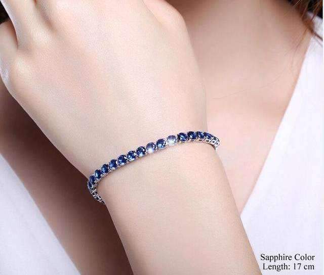 Womens Colorful Zirconia Cube Sleek Tennis Strand Bracelet Strand Bracelets UMODE Official Store Sapphire Color 17 cm