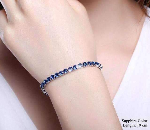 Womens Colorful Zirconia Cube Sleek Tennis Strand Bracelet Strand Bracelets UMODE Official Store Sapphire Color 19 cm