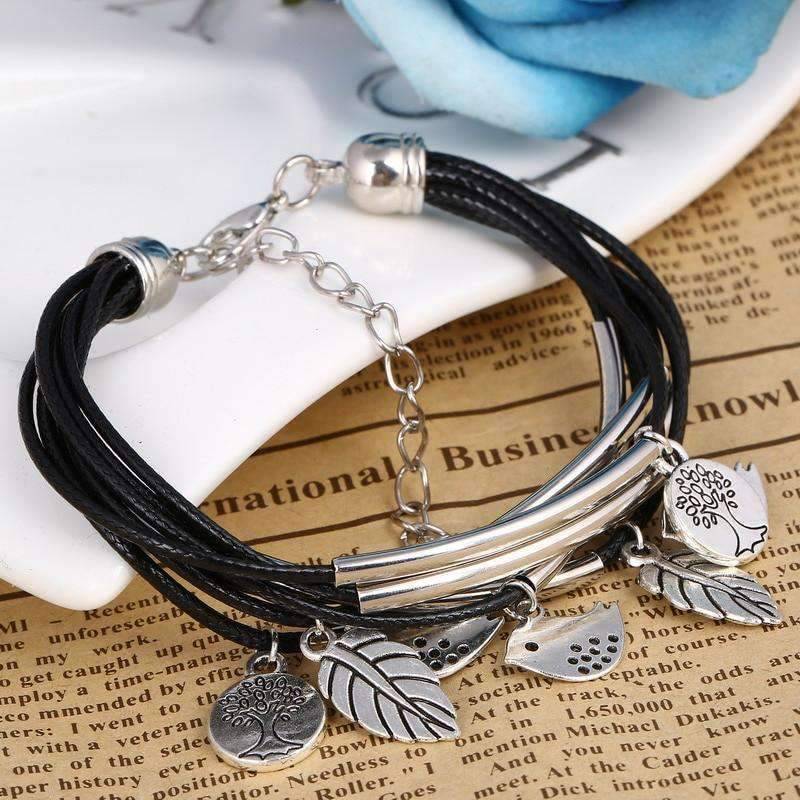Women’s Multilayer Strand Bracelet With Silver Leaves Strand Bracelets ZOSHI Official Store