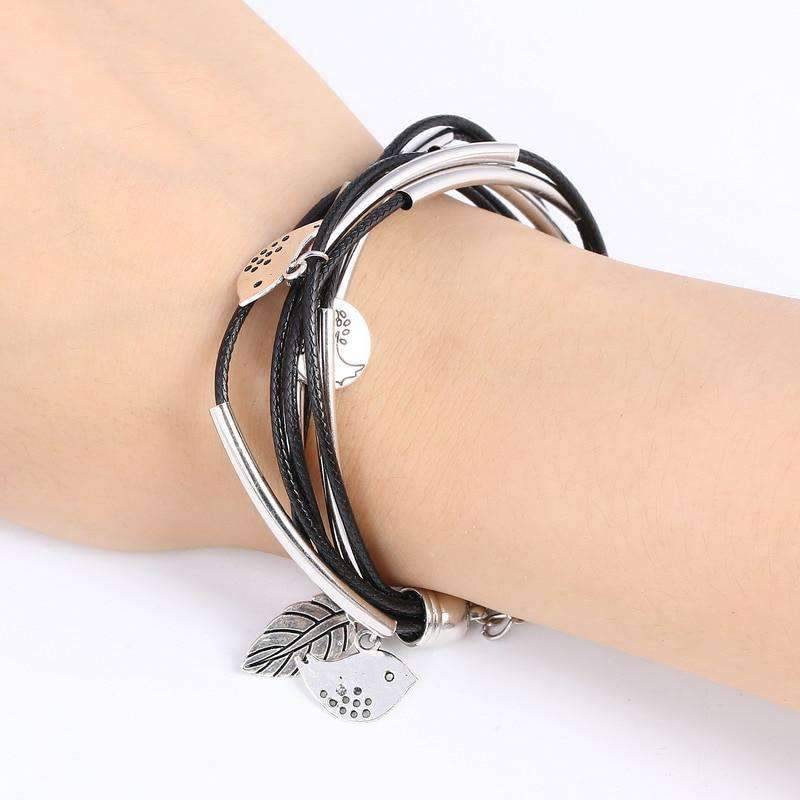 Women’s Multilayer Strand Bracelet With Silver Leaves Strand Bracelets ZOSHI Official Store