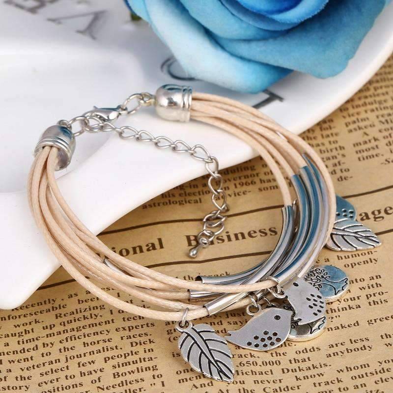 Women’s Multilayer Strand Bracelet With Silver Leaves Strand Bracelets ZOSHI Official Store