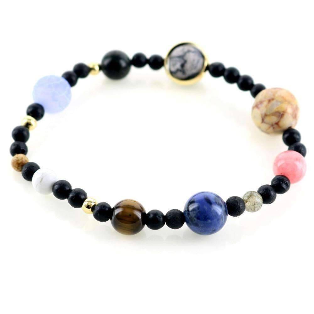 Women’s Natural Stone 9 Planet Strand Bracelet Strand Bracelets Linisorn Jewel Store