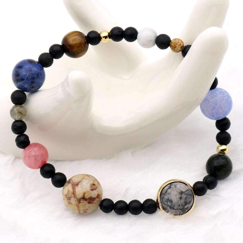 Women’s Natural Stone 9 Planet Strand Bracelet Strand Bracelets Linisorn Jewel Store