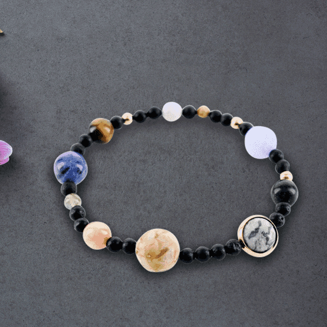Women’s Natural Stone 9 Planet Strand Bracelet Strand Bracelets Linisorn Jewel Store