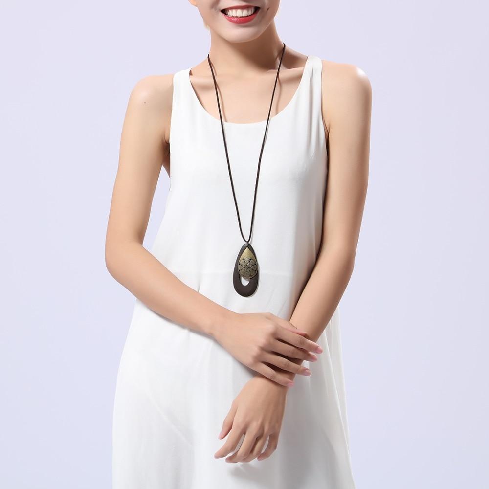 Wooden Pendant Long Necklace Pendant Necklaces Coostuff Official Store