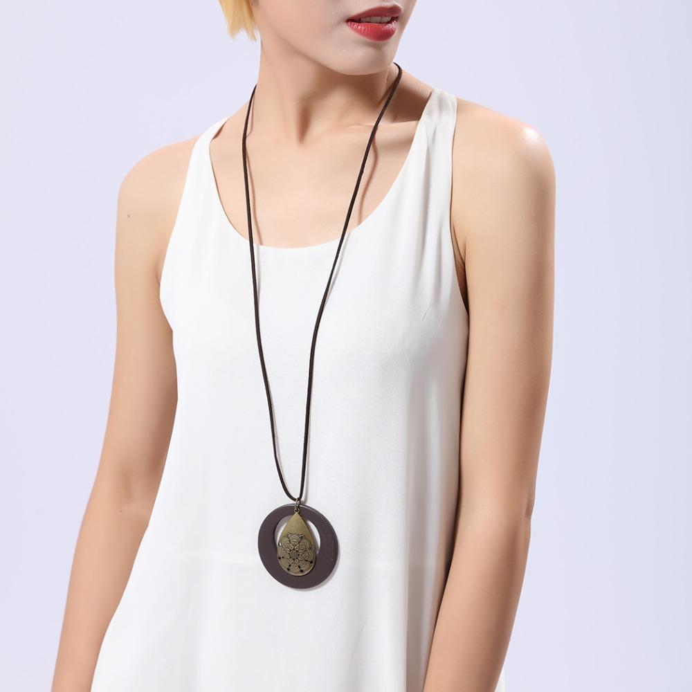 Wooden Pendant Long Necklace Pendant Necklaces Coostuff Official Store