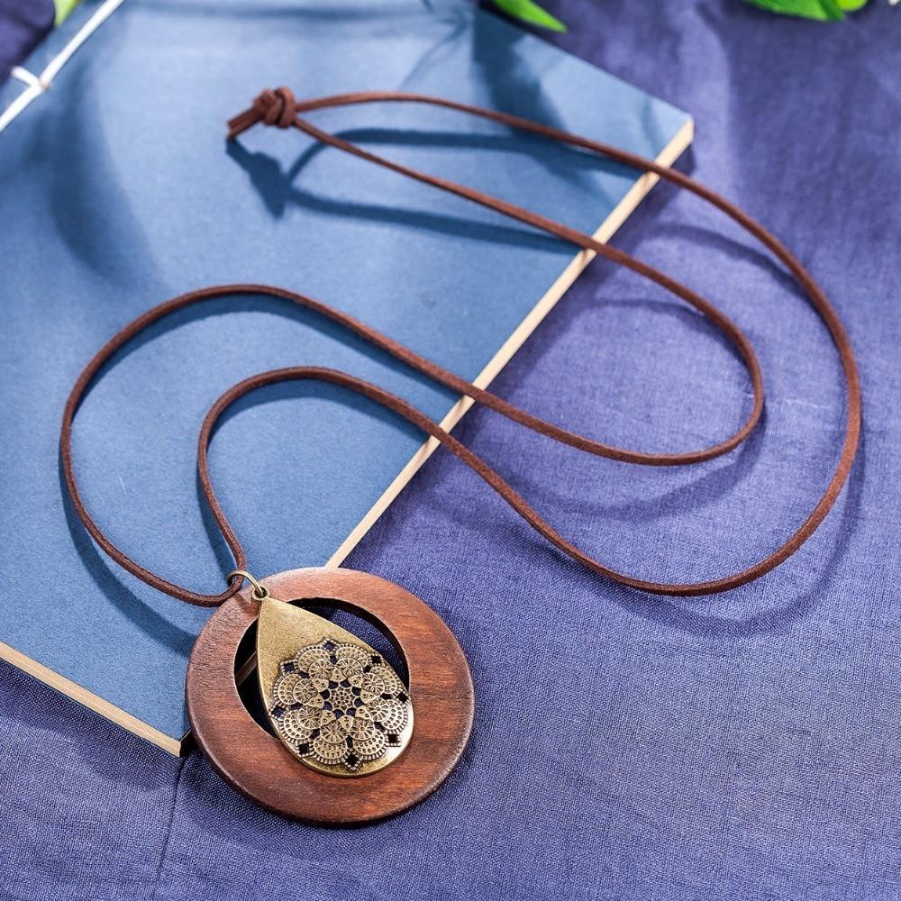 Wooden Pendant Long Necklace Pendant Necklaces Coostuff Official Store